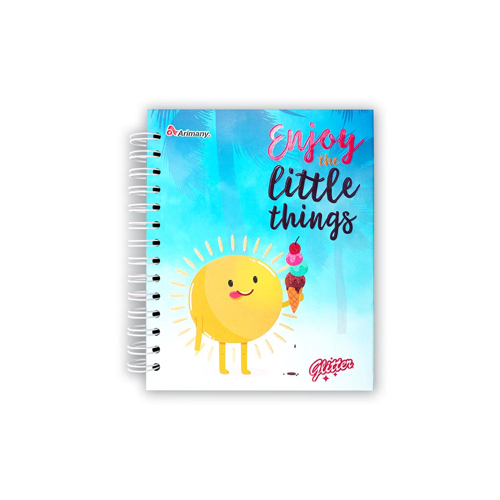 Cuaderno - 1/2 Carta - Doble Anillo - Pasta Dura - Glitter