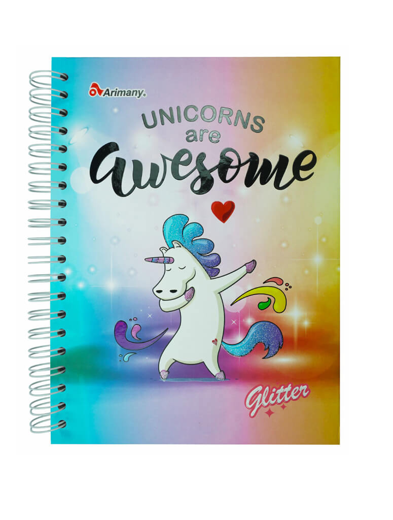 Cuaderno - Universitario - Doble Anillo - Pasta Dura - Glitter