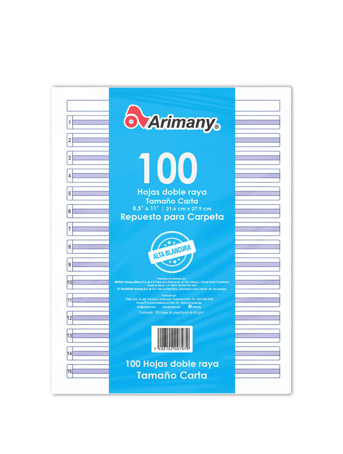 Papel Bond - Rayado y Perforado - Cientos (100 Hojas) - Arimany