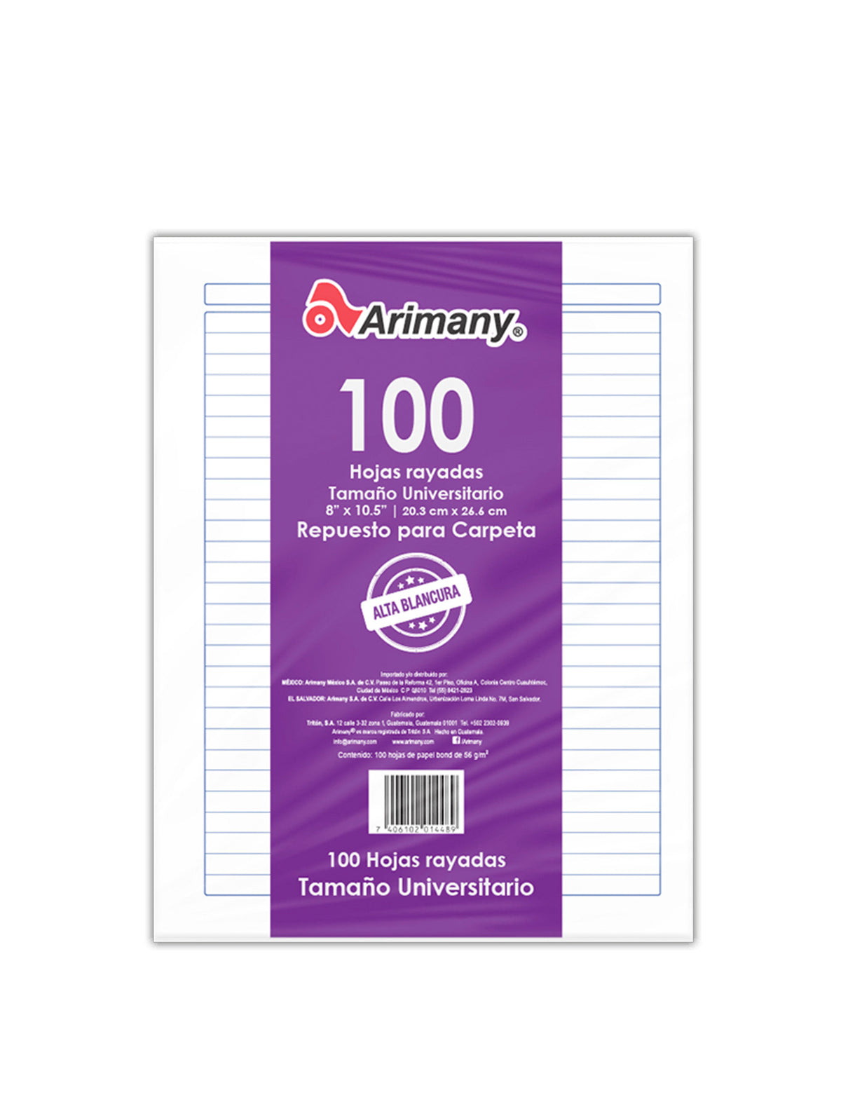 Papel Bond - Rayado y Perforado - Cientos (100 Hojas) - Arimany