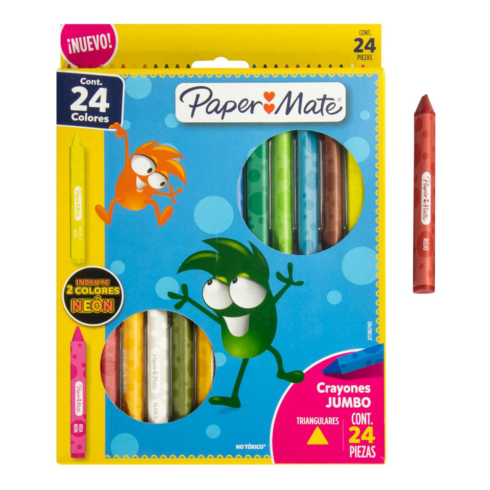 Crayones de Cera Redondos - Tamaño Jumbo - Paper Mate