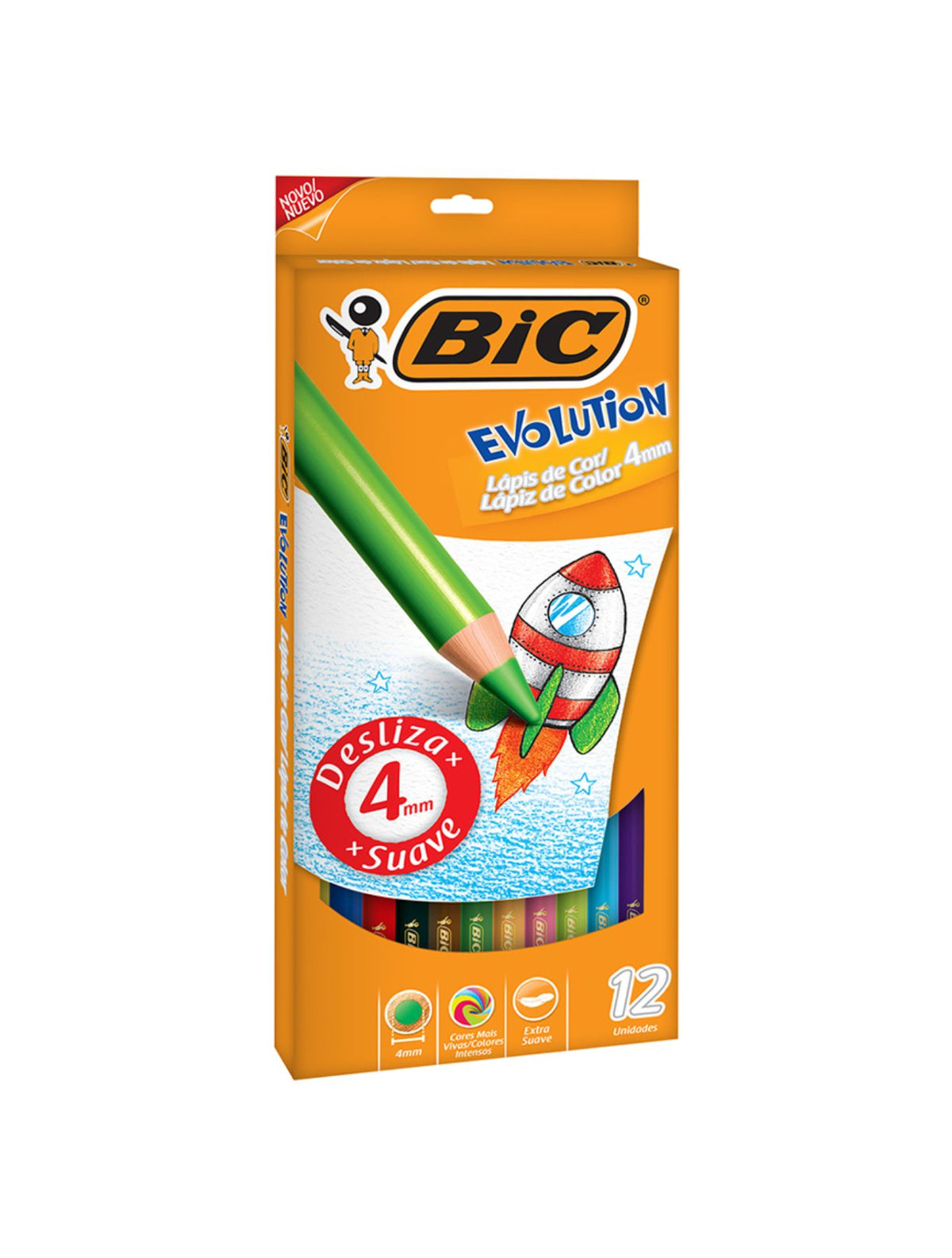 Crayones de Madera - Redondo - Mina Gruesa- Bic