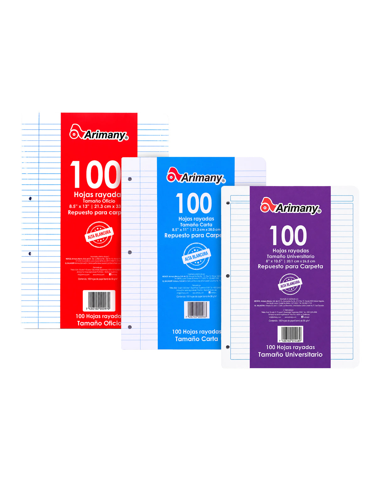 Papel Bond - Rayado y Perforado - Cientos (100 Hojas) - Arimany