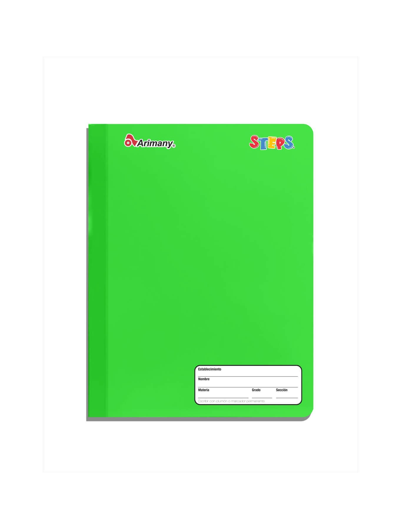 Cuaderno Cosido - 1/2 Carta - Steps - 100 Hojas - Sin Lineas - Verde Limón - 1 Unidad