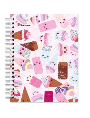 Cuaderno Doble Anillo - Pasta Dura - Universitario - Glitter - 180 Hojas - Multimateria - No 07 - 1 Unidad