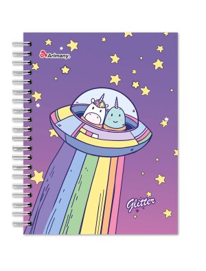 Cuaderno Doble Anillo - Pasta Dura - Universitario - Glitter - 180 Hojas - Multimateria - No 08 - 1 Unidad