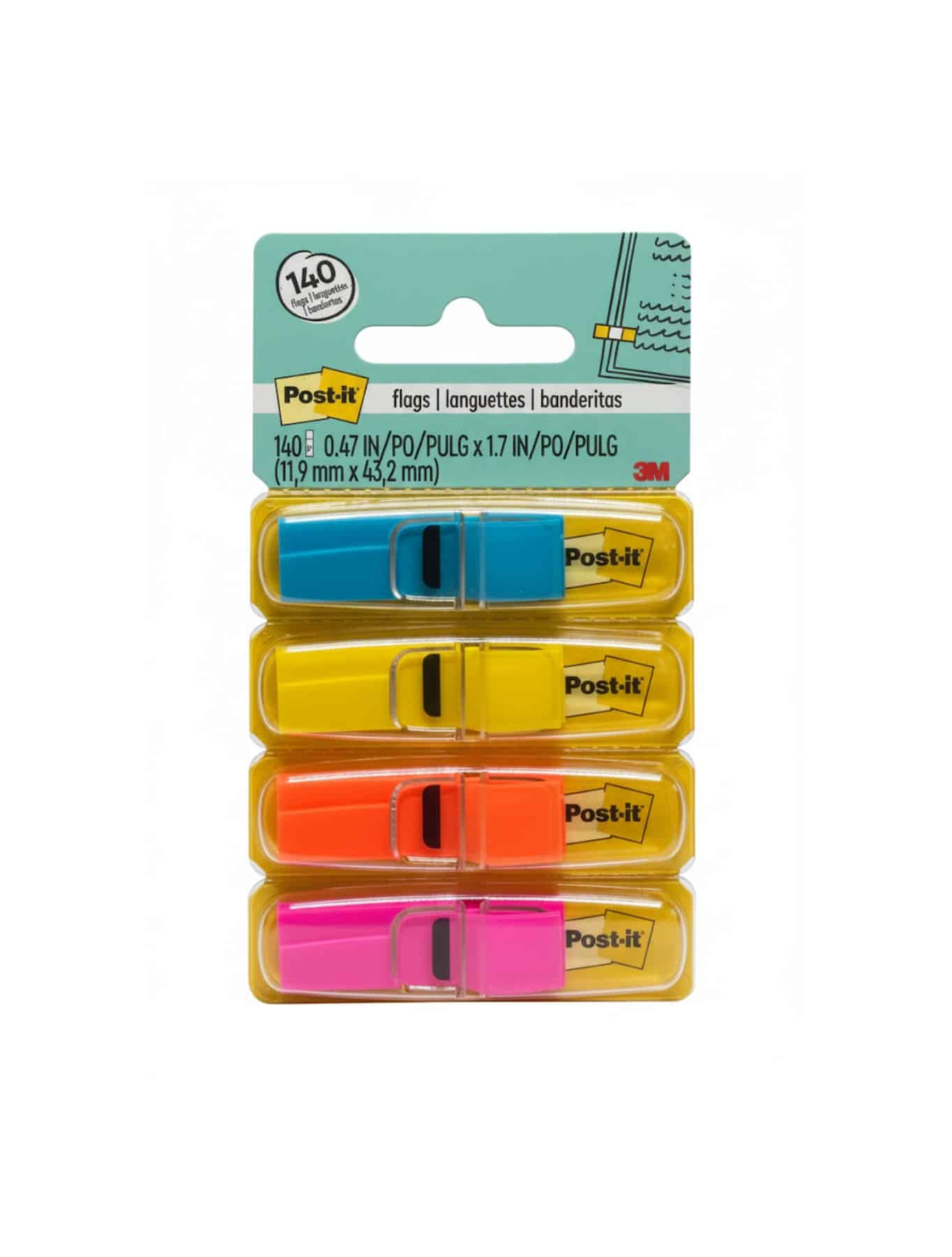 Etiquetas - Banderitas - Posti It - Rectangular - 4 Colores - 1 Unidad