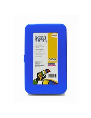 Estuche - Tucan - Azul - Plastico - Doble Bandeja - Portalapiz - 1 Unidad