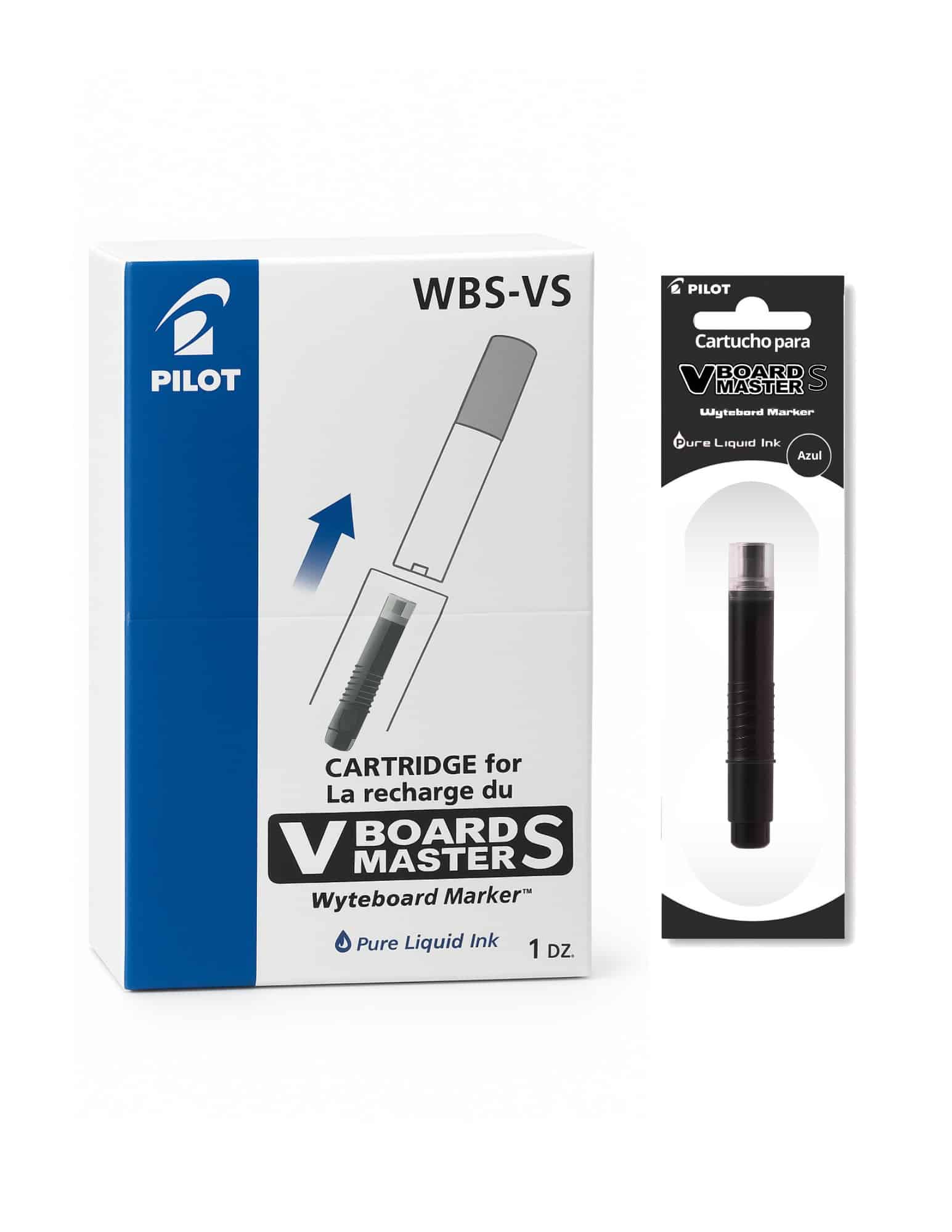 Cartucho - Marcador Recargable - Punta Ultra fina - Pilot - V-Board Master - 2.4 ml - Negro - Caja de 12 Unidad