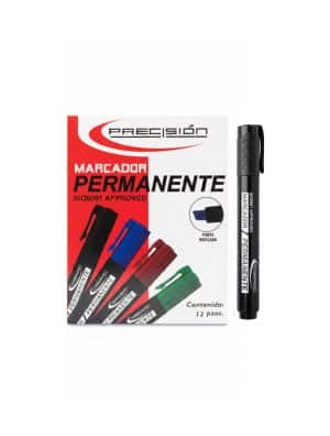 Marcador - Permanente - Precision - Negro - Punta Biselada - Caja de 12 Unidades