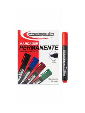 Marcador - Permanente - Precision - Rojo - Punta Biselada - Caja de 12 Unidades