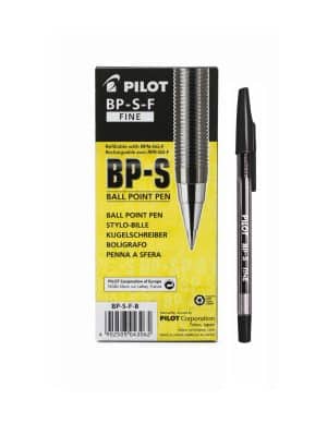Lapicero - Pilot - BP-S-F - Negro - Punta Metal - 0.7 mm - Caja de 12 Unidades