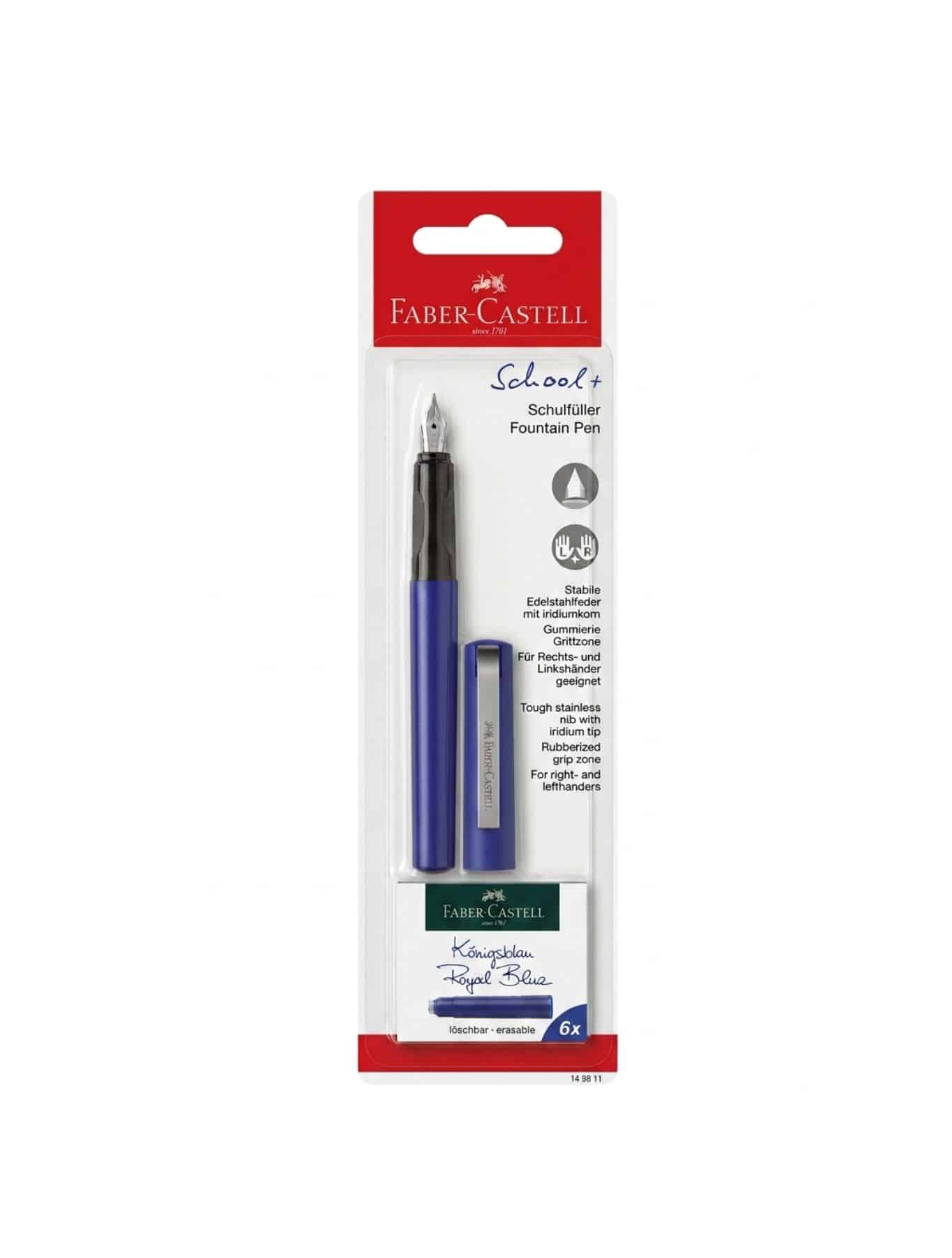 Lapicero - Pluma Fuente - Faber Castell - Azul - Tinta Azul - School - 1 Unidad