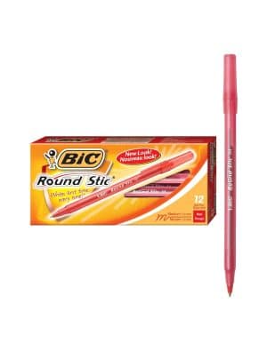 Lapicero - Bic - Rojo - Punta Mediana - Round Stic - Caja de 12 Unidades- 1 Unidad