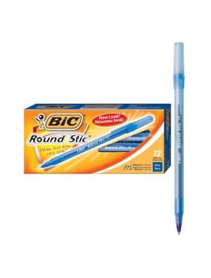 Lapicero - Bic - Azul - Punta Mediana - Round Stic - Caja de 12 Unidades- 1 Unidad